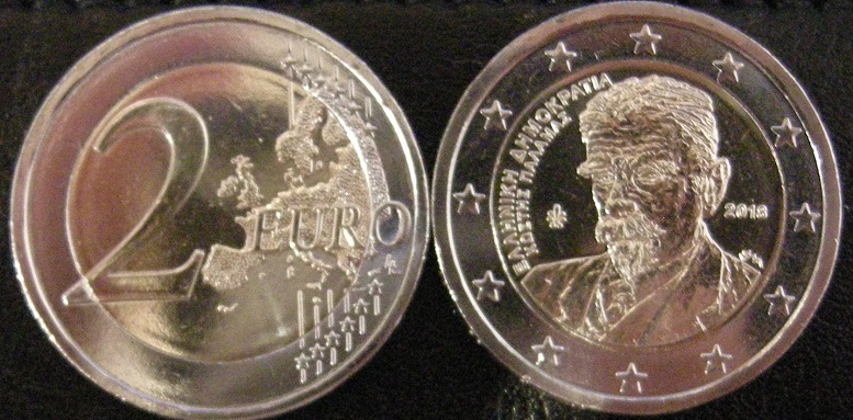 (afbeelding voor) 2 Euromunt Griekenland 2018 Kostis Palamas UNC